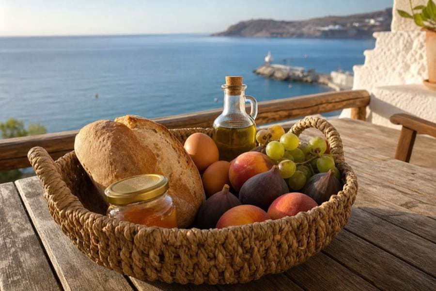 Breakfast basket with local products